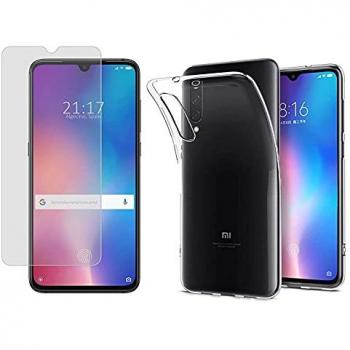 Combo Funda Gel Transparente y Protector Cristal Templado para Xiaomi Mi 9