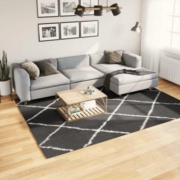 VidaXL Alfombra de pelo largo moderna PAMPLONA negro y crema 200x280 cm
