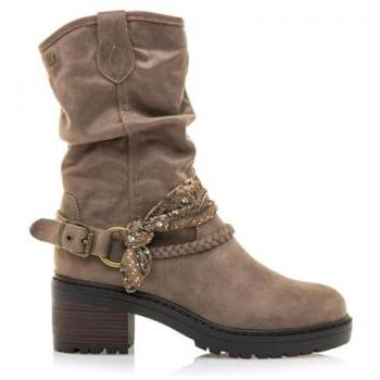 Doris MTNG 59353 – bottine femme marron, fermeture éclair, talon épais, textile synthétique