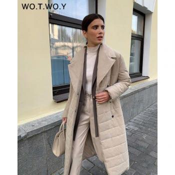 WOTWOY Ladies Long Padded Snow Coat