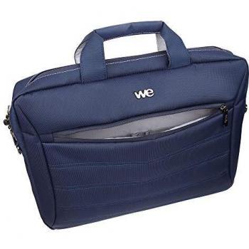 Sac à bandoulière unisexe pour ordinateur portable 17,3 pouces en nylon bleu design WE V2