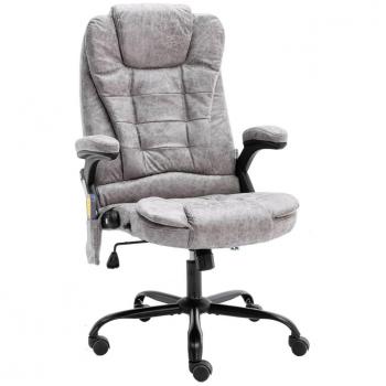 Vidaxl Fauteuil de Travail Massage Gris Clair Cuir Véritable