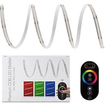 LED Universum COB LED Streifen Set RGB mit Funkfernbedienung, Controller & Netzteil 1 Meter