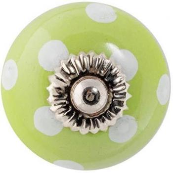 Round Green Spot Ceramic Cabinet Handle