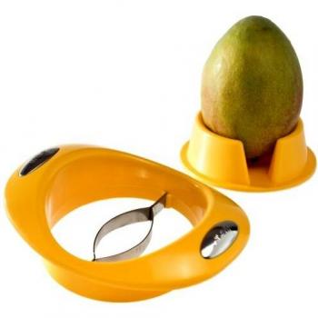 Mango Cutter GSD con Supporto, Acciaio Inox Argento / Giallo