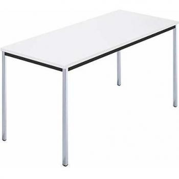 Rechtecktisch mit verchromtem Vierkantrohr, 1400 x 700 mm, in weiß