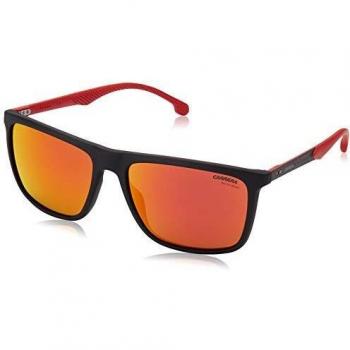 Carrera 8032/S Rectangle Matte Black Red Mirror Sunglasses