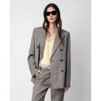 Zadig & Voltaire Women's Gray Double-Breasted Blazer Size S