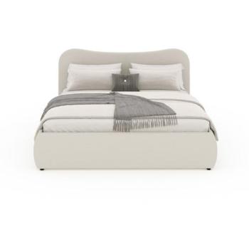 Lit Coffre Design Arrondi 160x200 cm Velours Côtelé Beige – Plano