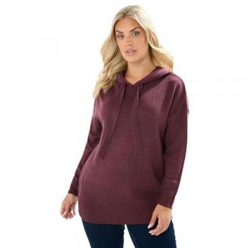 Jumper à capuche Yours Curve Rouge avec détails de couture