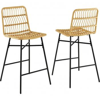 Bar Rattan Naturale – Set 2 sgabelli per esterno e cucina a 69 cm