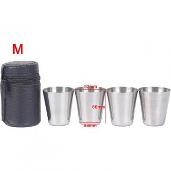 Edelstahl Reise Tassen Set 30ml/70ml/170ml mit Deckel für Camping