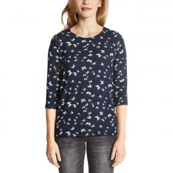 Cecil Damen Jessika T-Shirt Mehrfarbig (Deep Blue Melange XS)