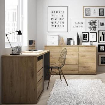 Kommode und Schreibtisch Set SELMA-129 in Eiche