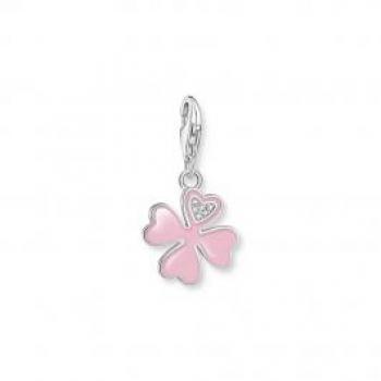 THOMAS SABO Silver Pink Clover Charm for Women