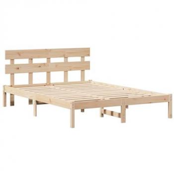 Lit en bois massif marron 160x200 cm