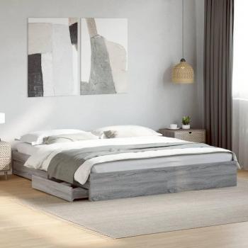 VidaXL Grey Sonoma Bed Frame with Drawers 200x200 cm