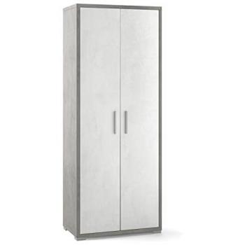 Armadio mobile 2 ante 71x41x182H cm Ossido Bianco e Grigio Cemento