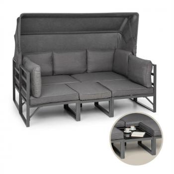 Canapé jardin blumfeldt Ravenna, ensemble salon 4 pièces, coussin 10 cm, couleur gris polyester