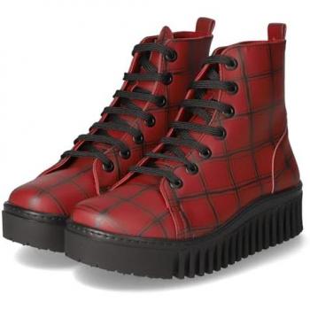 Art para mujer. Botines 1513F rojo (38), Tela, 3 a 5cm, Cordones, Casual