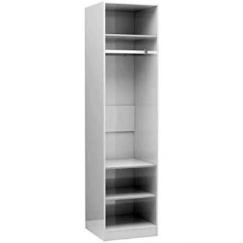 Armoire Aggloméré Garde-Robes Etagère Blanc brillant 50 x 50 x 200 cm