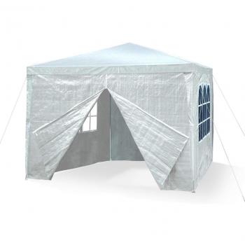 White 3x3m Gazebo with Door Zipper and PE 110G Frame