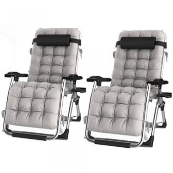 Deluxe Wide Gravity Recliner Chair with Cushions and Side Tray