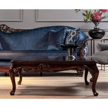 Dunkelbrauner Barock Couchtisch mit goldenen Akzenten