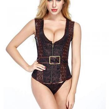 Braunes Korsett im Steampunk-Stil