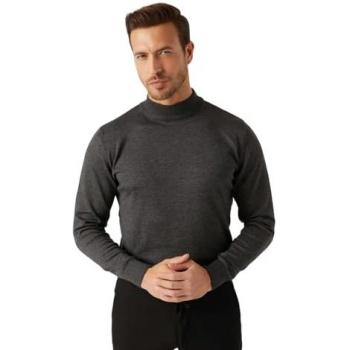 D'S Damat Herrenpullover – Anthrazit, Regular Fit, Halbfischer Strickmode