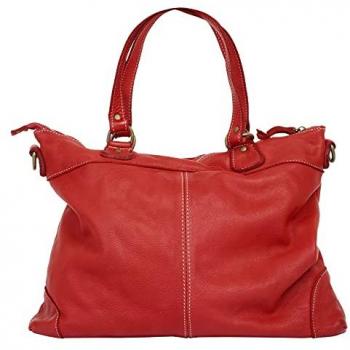 Cluty Shopper, rot, echtes Leder, Made in Italy