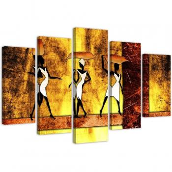 Arte su Tela 5 Parti Donne Africane 100x70