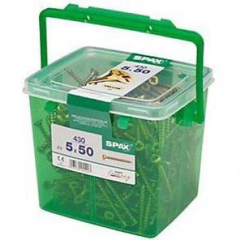 Spax Self Countersinking Pozi Wood Screws Handy Tub 5mm x 50mm 430 Pack