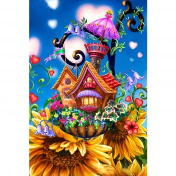DIY Rhinestone Painting Cartoon Hut