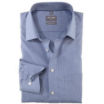 Businesshemd OLYMP Luxor Modern Fit Herren 43 N-Gr Blau Royal Web Baumwolle Langarm