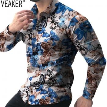 Camisa de Flores Ajustada para Hombres