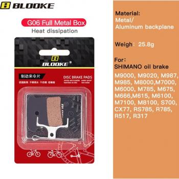 Plaquette de frein à dissipation thermique Bloomke pour VTT J02A, J03A, XT, SLX, M785, M8000, M9000