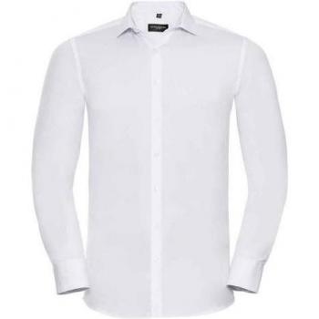 Russell Collection Ultimate Formelles Hemd für Männer – Langarm, Weiß, S