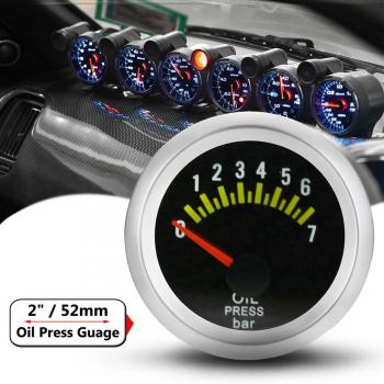 2'' (52mm) Yellow LED Oil Pressure Gauge with Carbon Fiber Design