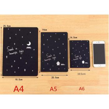 A4 A6 Black Paper Notebook