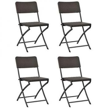 Lot de 4 chaises de jardin empilables en HDPE marron avec design de rotin