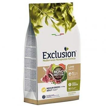 Exclusion mediterraneo monoprotein formula noble grain lamb crocchette con agnello per cani adulti taglia media sacco 12kg