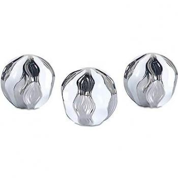 Juego de 3 bolas de cerámica 9cm con diseño de ondas anchas