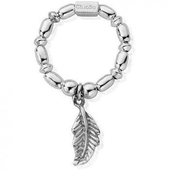 ChloBo Silver Medium Mini Rice Feather Ring for Women