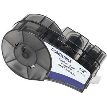 BHWB 12.7 mm Black‑on‑Transparent Adhesive Tape for Brady Printers
