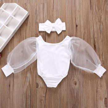 Lace Puff Long Sleeve Bodysuit for Infant Girls (0-12M)