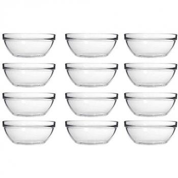 Stacking Glass Salad Bowls – 12 Pack (7.5 cm each)