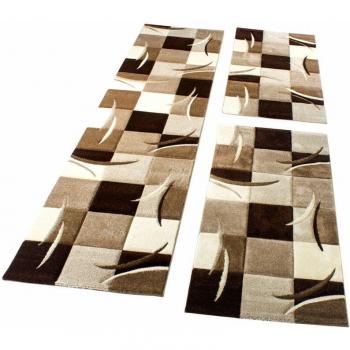 Tapis de Chambre à Motifs Carreaux Bruns et Beige