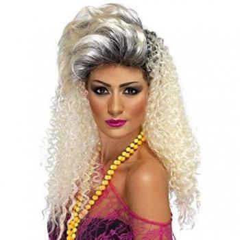 Retro 80s Curly Blonde Quiff Wig