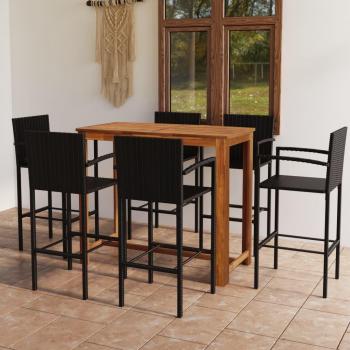 VidaXL Gartenbar-Set 7-teilig Schwarz